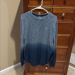 Hollister Blue Gradient Long Sleeve Shirt, size medium, 60%cotton, 40% polyester